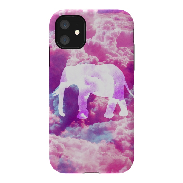 iPhone 11 StrongFit Elephant on Pink Purple Clouds by Girly Trend