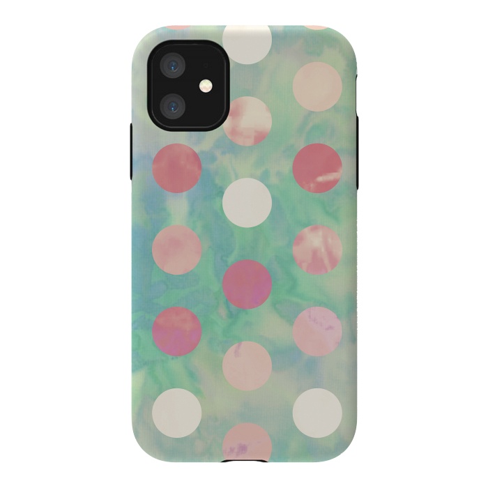 iPhone 11 StrongFit Polka Dots Watercolor Front by Girly Trend