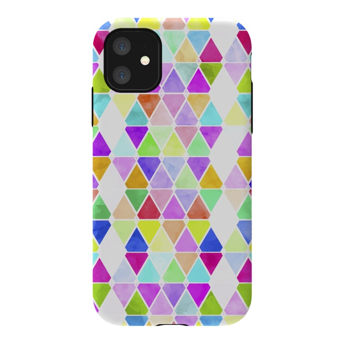 iPhone 11 StrongFit Watercolor Abstract Pastel Triangles by Girly Trend