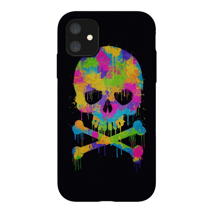 iPhone 11 StrongFit Grafitti Watercolor Skull by Philipp Rietz