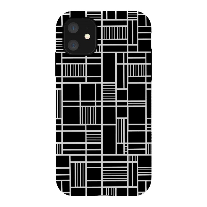 iPhone 11 StrongFit Map Outline Black 45 White by Project M