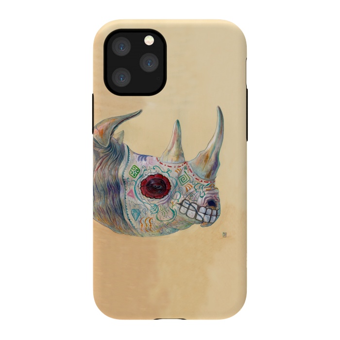 iPhone 11 Pro StrongFit Day of the Dead Rhino by Brandon Keehner