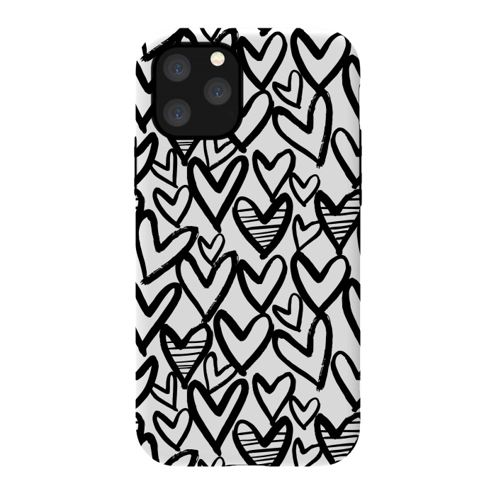iPhone 11 Pro StrongFit Black and white hearts by Laura Grant