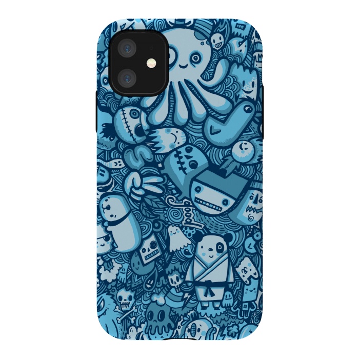iPhone 11 StrongFit Raindrops and Doodles by Wotto