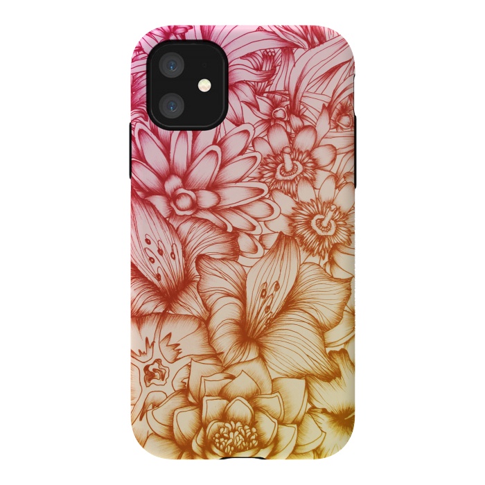 iPhone 11 StrongFit Tropical Flowers by ECMazur 