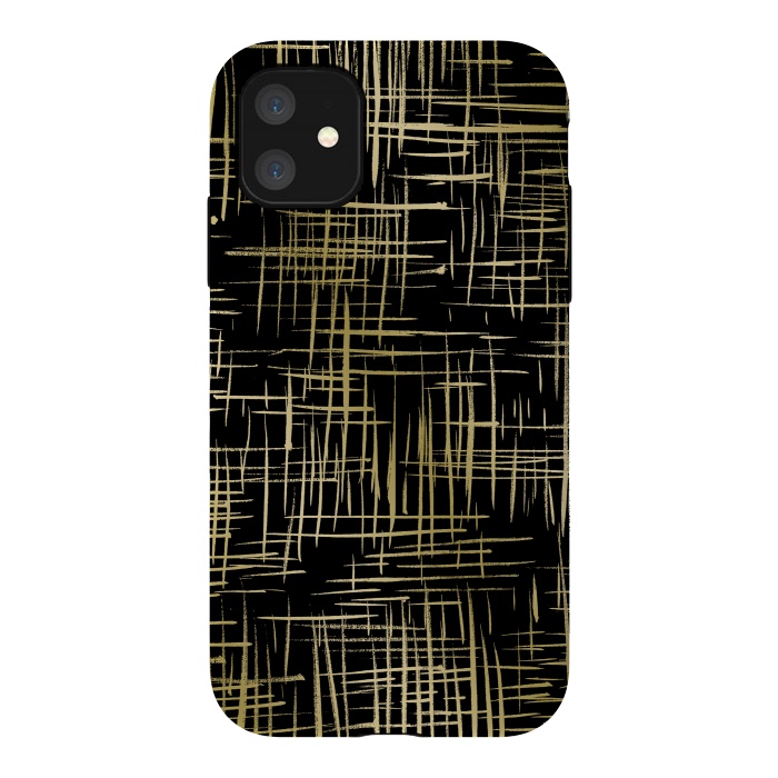 iPhone 11 StrongFit Crosshatch Black by Caitlin Workman