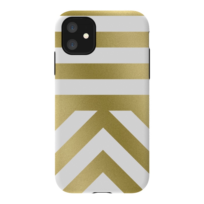 iPhone 11 StrongFit Gold Chevron Stripes by Caitlin Workman