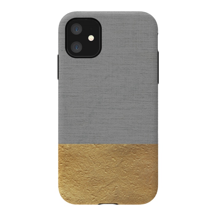 iPhone 11 StrongFit Color Blocked Gold and Grey by Caitlin Workman