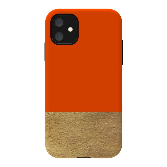 iPhone 11 StrongFit Color Block Red and Gold by Caitlin Workman