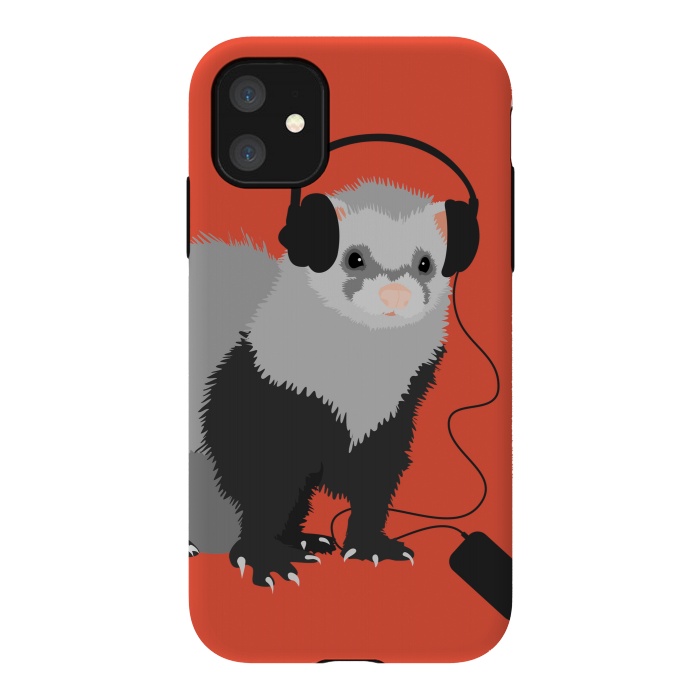 iPhone 11 StrongFit Funny Music Lover Ferret by Boriana Giormova