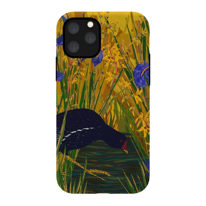 iPhone 11 Pro StrongFit Moorhen and Iris by Lotti Brown