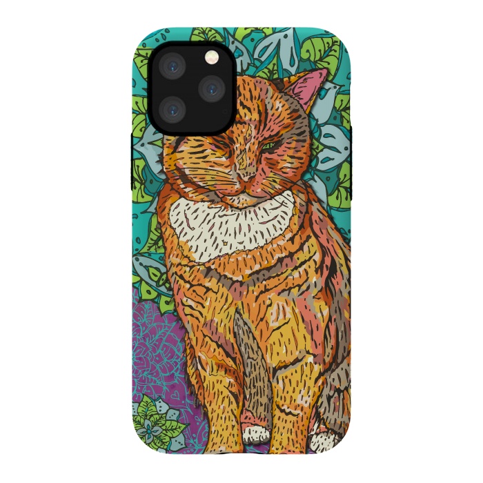 iPhone 11 Pro StrongFit Mandala Cat by Lotti Brown