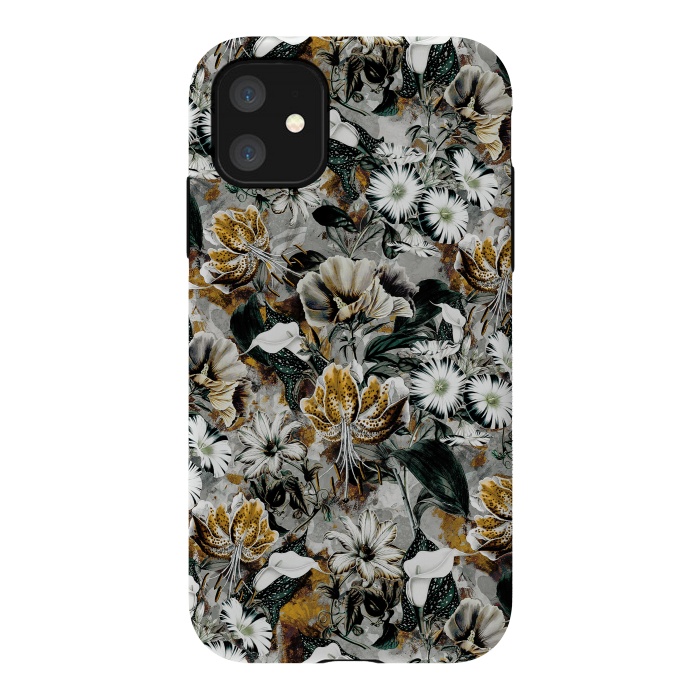 iPhone 11 StrongFit Floral Gold by Riza Peker