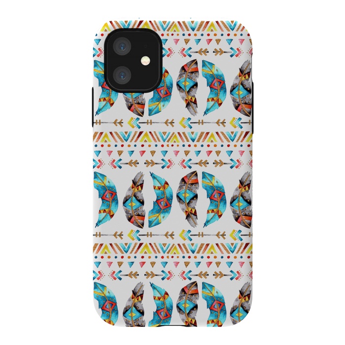 iPhone 11 StrongFit Feathers and Arrows by Pom Graphic Design
