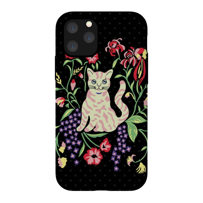 iPhone 11 Pro StrongFit Cutie Cat with Flowers by Michael Cheung