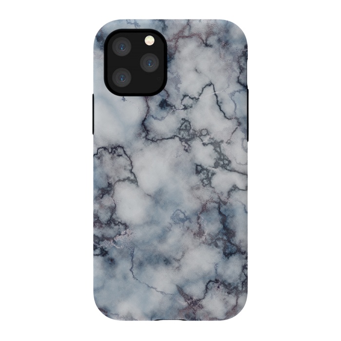 iPhone 11 Pro StrongFit Blue and Silver Veined Marble by CatJello