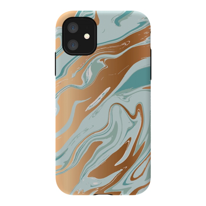 iPhone 11 StrongFit Liquid Green Marble and Gold 006 by Jelena Obradovic