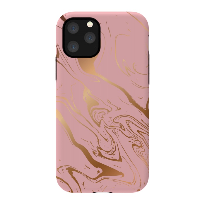 iPhone 11 Pro StrongFit Liquid marble texture design, pink and gold by Jelena Obradovic
