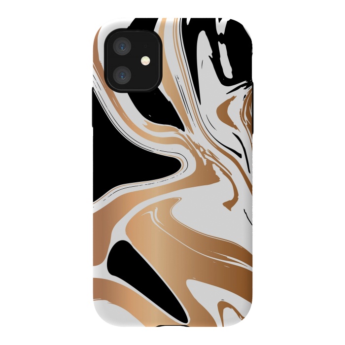 iPhone 11 StrongFit Black and Gold Marble 027 by Jelena Obradovic