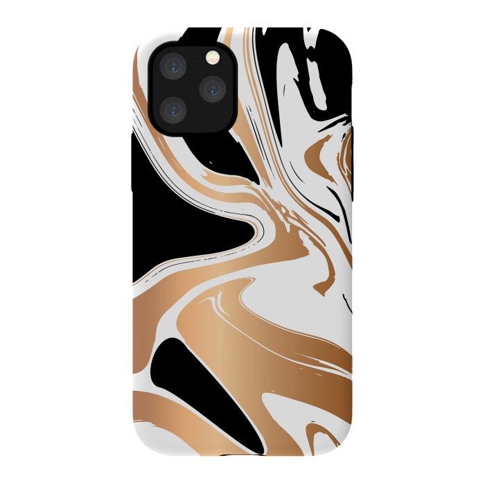 iPhone 11 Pro StrongFit Black and Gold Marble 027 by Jelena Obradovic