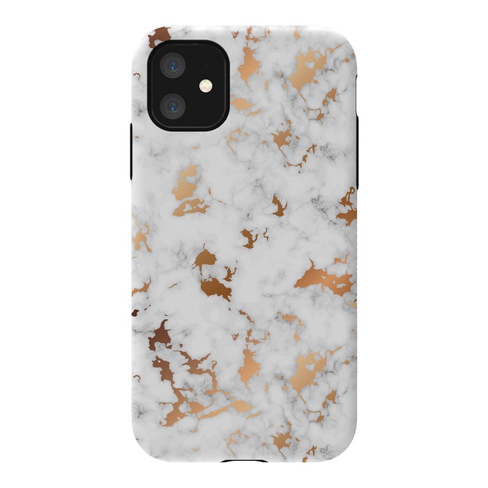 iPhone 11 StrongFit Marble Texture with Gold Splatter 040 by Jelena Obradovic
