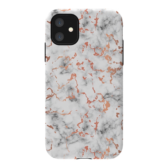 iPhone 11 StrongFit Marble Texture with Copper Splatter 041 by Jelena Obradovic