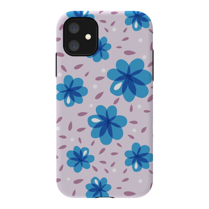 iPhone 11 StrongFit Gentle Blue Flowers Pattern by Boriana Giormova