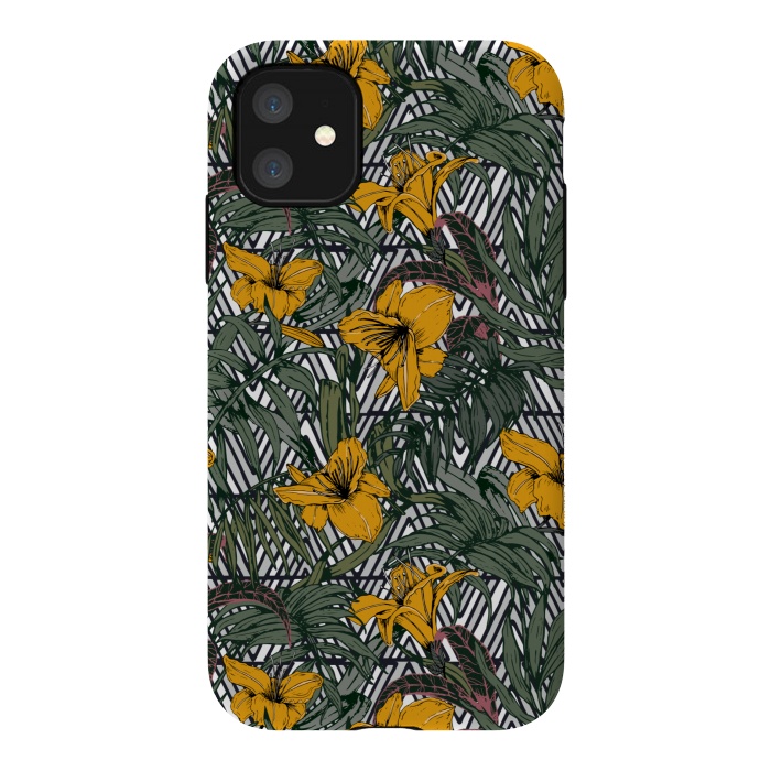 iPhone 11 StrongFit Tribal tropical bloom by Mmartabc