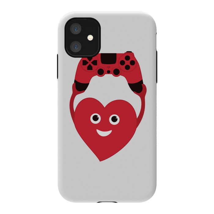 iPhone 11 StrongFit Cute Geek Gamer Heart by Boriana Giormova