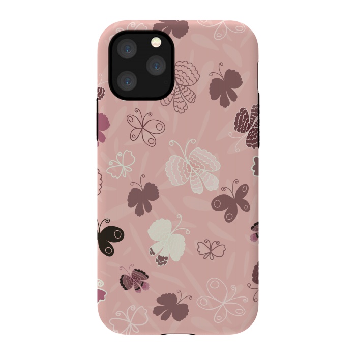 iPhone 11 Pro StrongFit Pretty Butterflies on Pink by Paula Ohreen