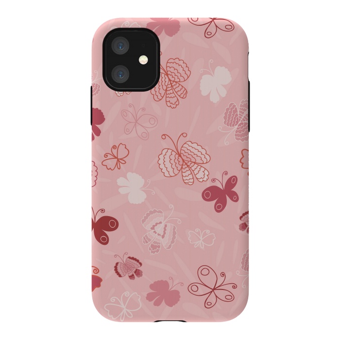 iPhone 11 StrongFit Pretty Butterflies on Light Pink by Paula Ohreen