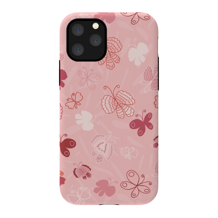 iPhone 11 Pro StrongFit Pretty Butterflies on Light Pink by Paula Ohreen