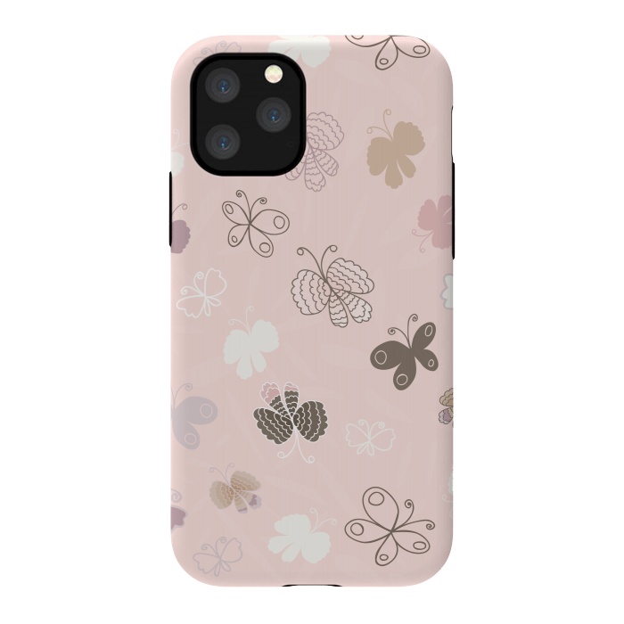 iPhone 11 Pro StrongFit Pretty Pink and Purple Butterflies on Light Pink by Paula Ohreen