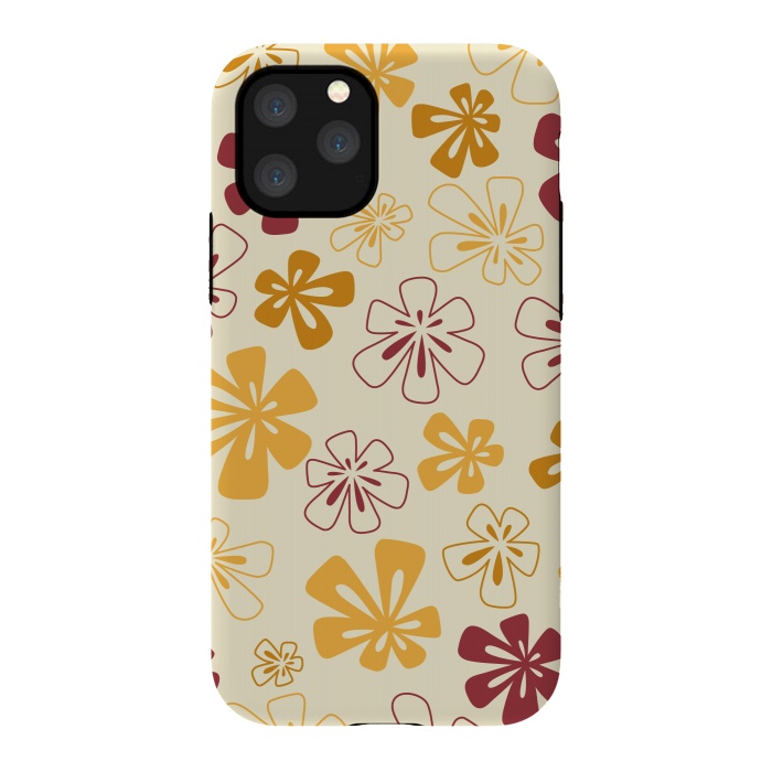 iPhone 11 Pro StrongFit Gold Funky Flowers by Paula Ohreen