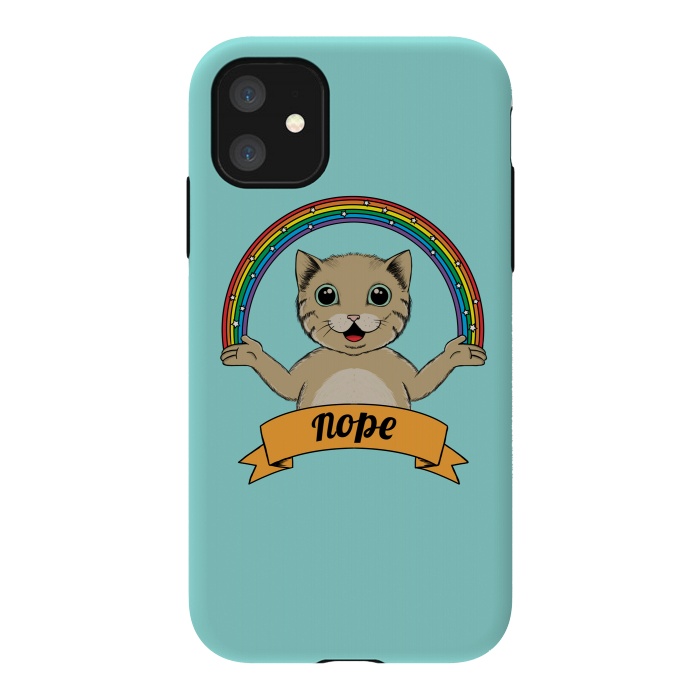 iPhone 11 StrongFit Cat Nope by Coffee Man