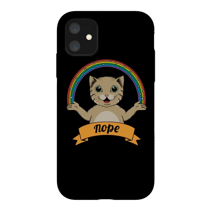 iPhone 11 StrongFit Cat nope Black by Coffee Man