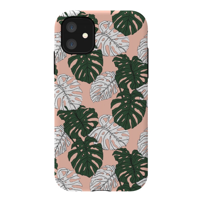 iPhone 11 StrongFit Hand drawing monstera pastel color by Mmartabc