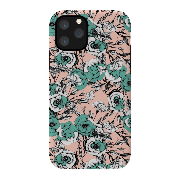 iPhone 11 Pro StrongFit Blue and pink floral by Mmartabc