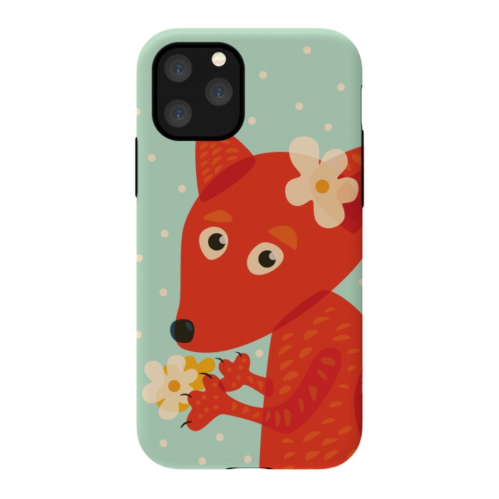 iPhone 11 Pro StrongFit Cute Fox With Flowers by Boriana Giormova