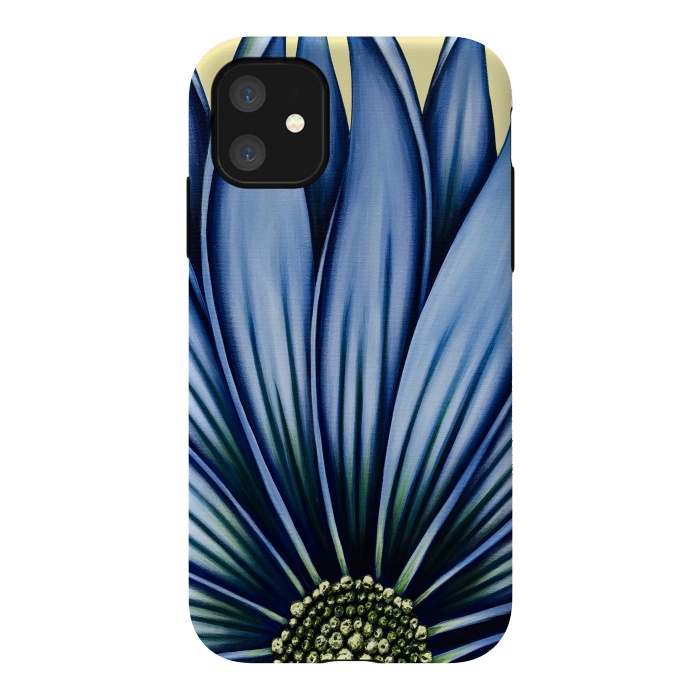 iPhone 11 StrongFit Blue Daisy by Denise Cassidy Wood