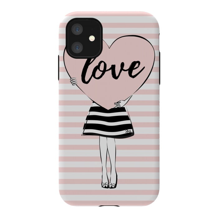 iPhone 11 StrongFit Pink Heart Love by Martina
