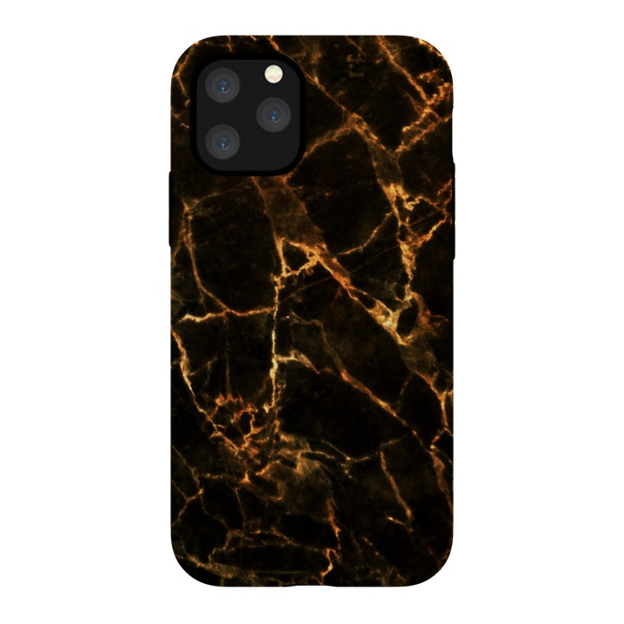 iPhone 11 Pro StrongFit Black marble with golden cracks by Oana 