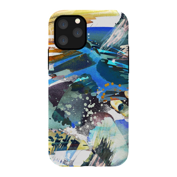 iPhone 11 Pro StrongFit Abstract watercolor splatter and brushstrokes by Oana 