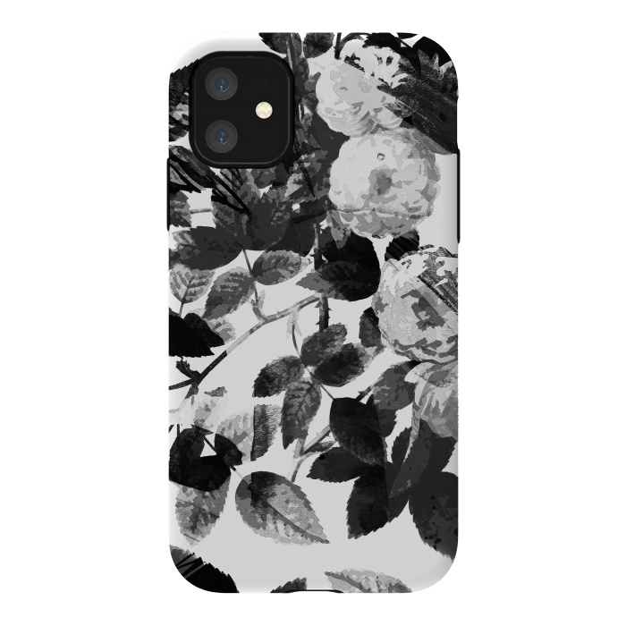 iPhone 11 StrongFit Black and white ink roses by Oana 