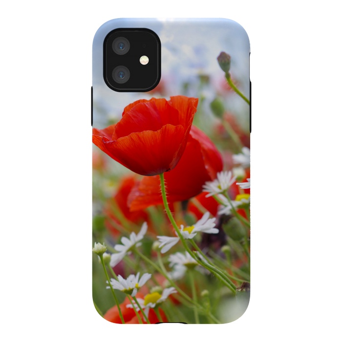 iPhone 11 StrongFit Red & White Flowers by Bledi