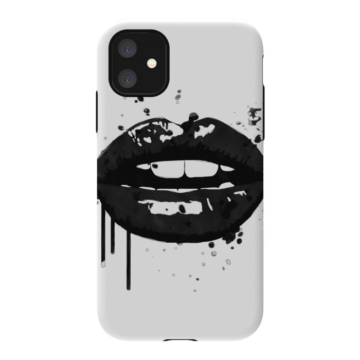 iPhone 11 StrongFit Black Lips Fashion Illustration by Alemi