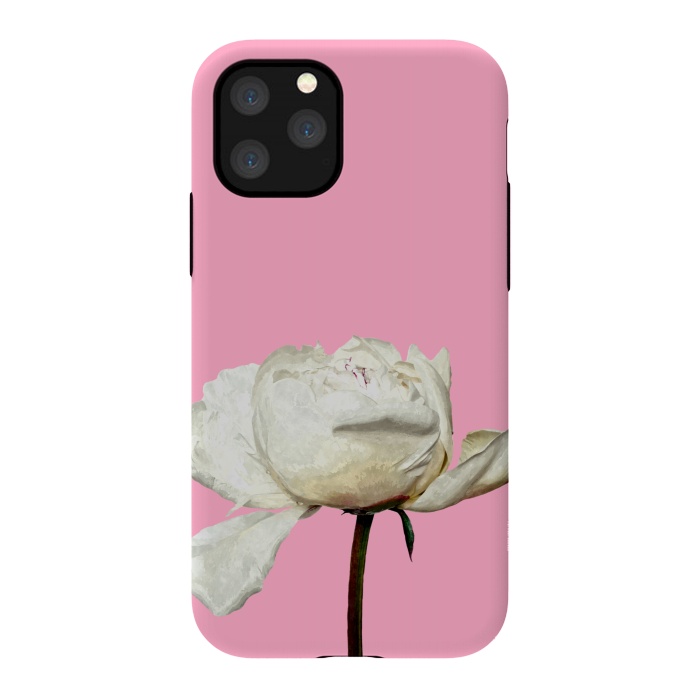 iPhone 11 Pro StrongFit White Peony Pink Background by Alemi
