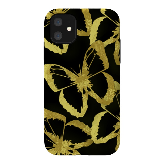 iPhone 11 StrongFit Black and Gold Butterflies by Alemi