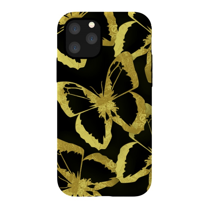 iPhone 11 Pro StrongFit Black and Gold Butterflies by Alemi