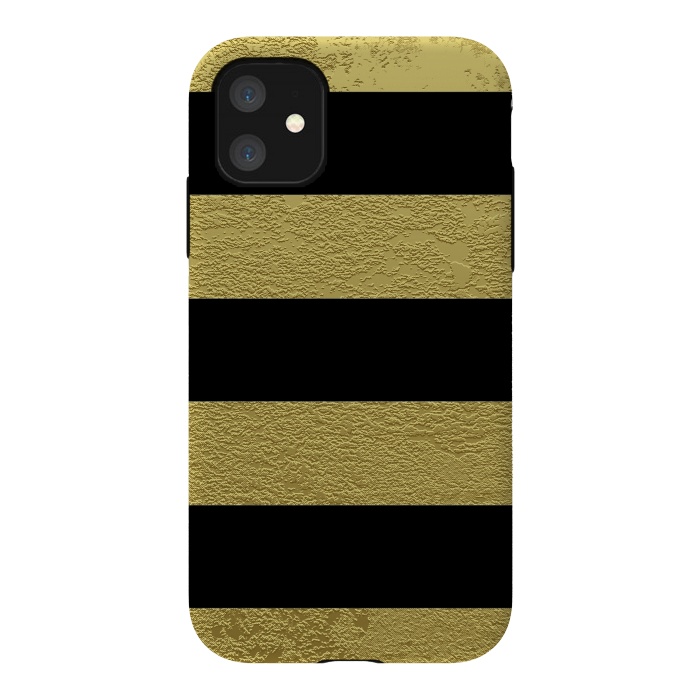 iPhone 11 StrongFit Black and Gold Stripes by Alemi